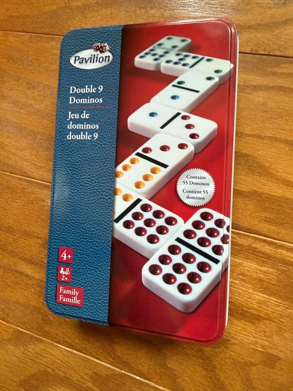 Pavilion Double 9 Dominoes | 55 Piece Family Game in Tin